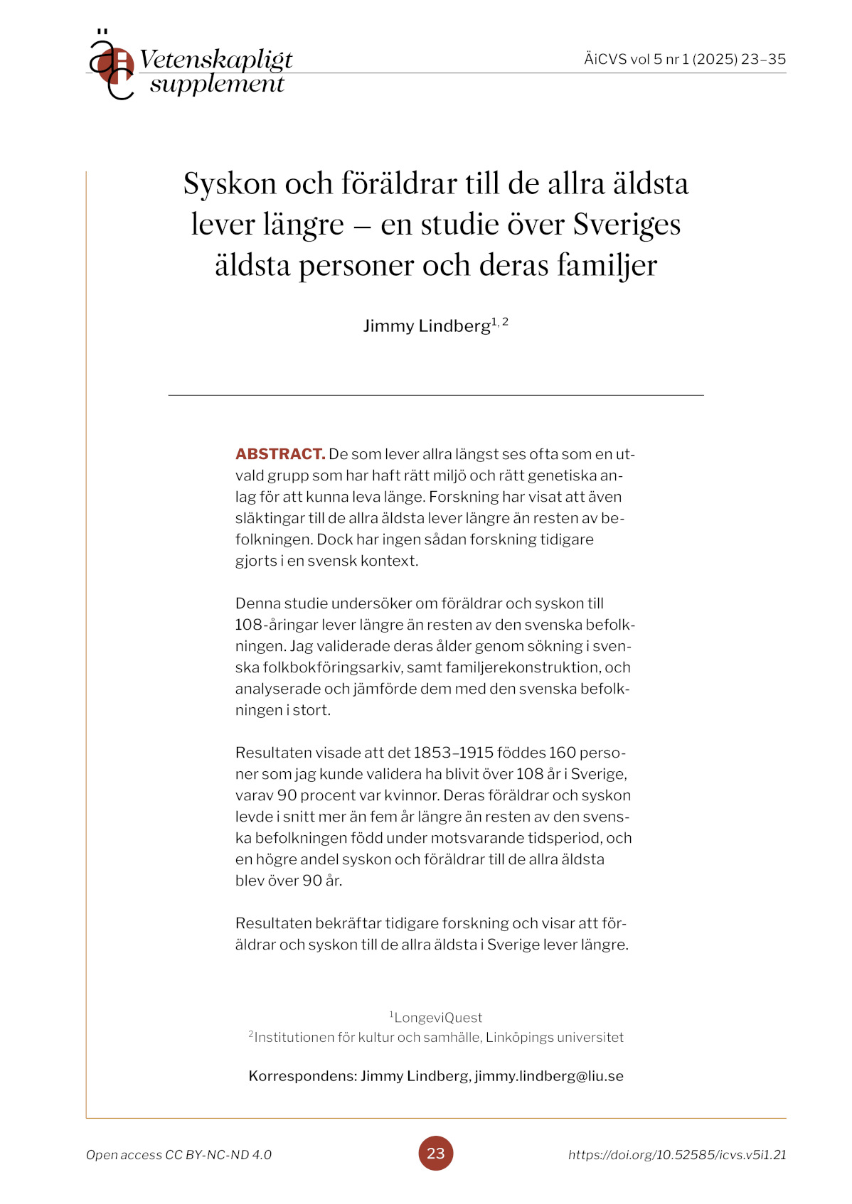 Omslag till artikel Lindberg