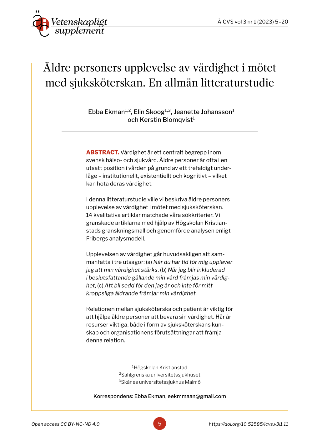 Titelsida för artikel Ekman m fl