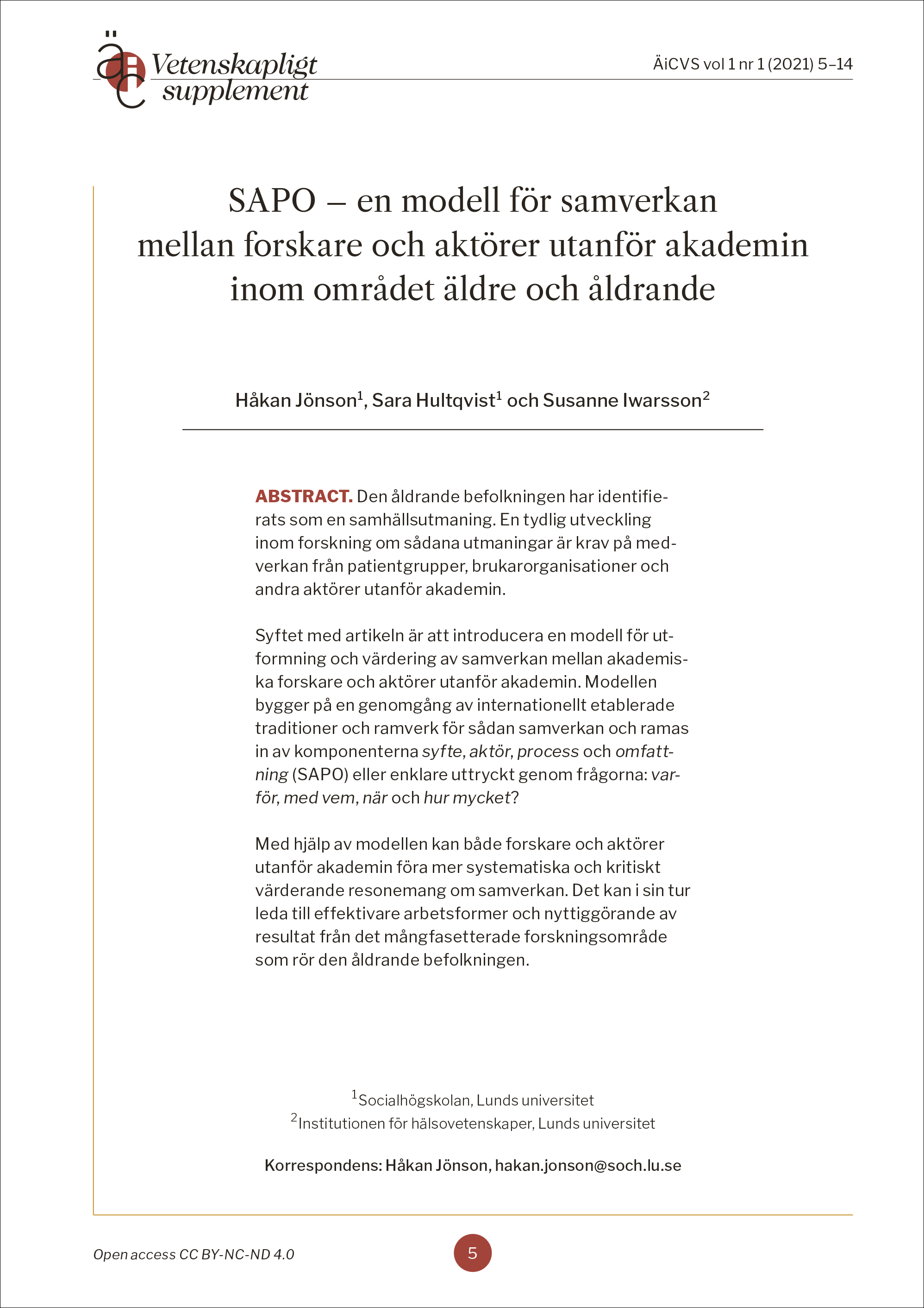 Titelsida för artikel Jönson m fl